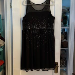 Plus size black dress embellished with sequins